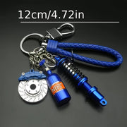 Car Keychains Set Car Parts Collectibles Turbo Gearbox Tire Brake Shock Absorbers