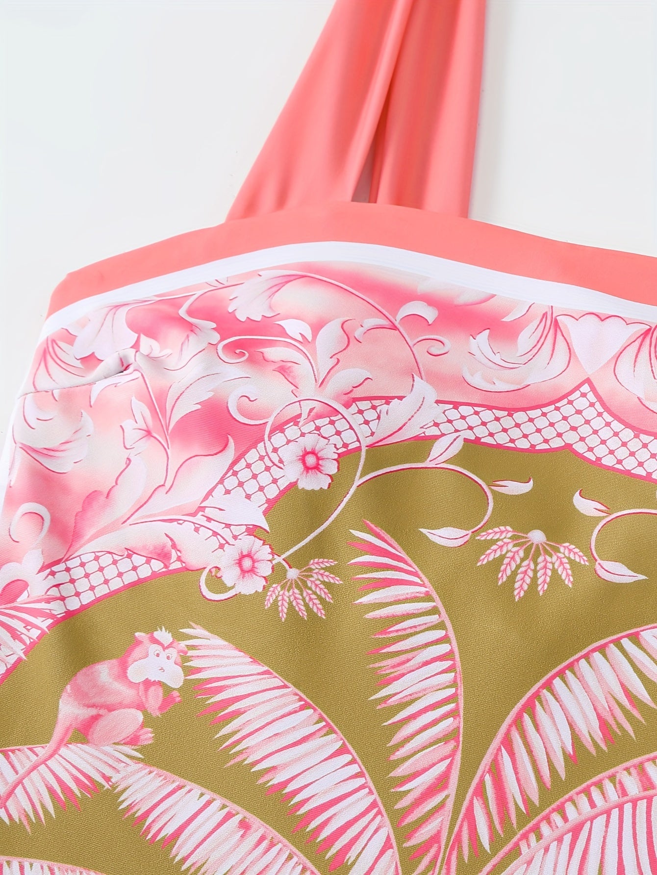 Women's Swimwear 2023 Body Suit with Triangle Belt Skirt Slimming Shaping Double-Sided Tropical Pattern