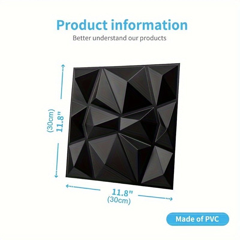 10 dona 30x30cm 3D PVC devor panellari, olmos teksturasi bilan, suvga, olovga chidamli, oson tozalash uchun, yashash xonasi va yotoq xonasi uchun dekor