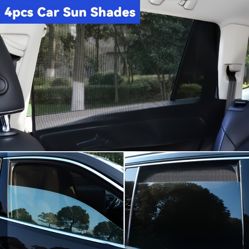4pcs Magnetic Car Sunshade Mesh Window Covers for Vehicle Privacy Black