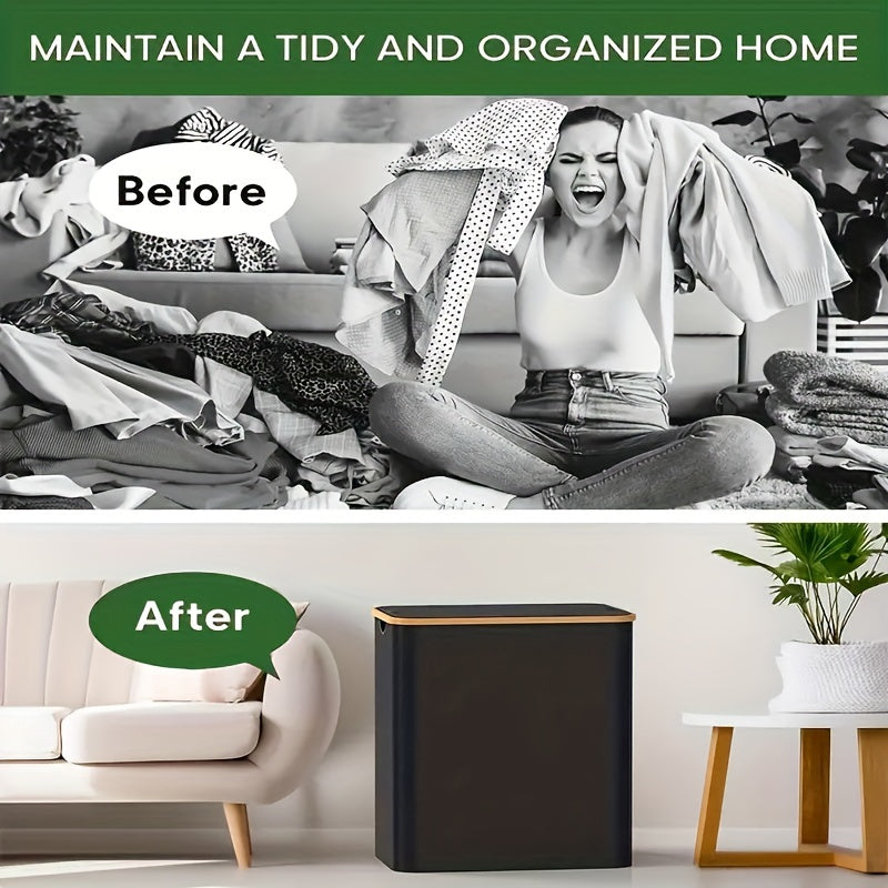 Large Laundry Hamper with Lid and Detachable Bags for Clothes Storage in Laundry Rooms and Dorms