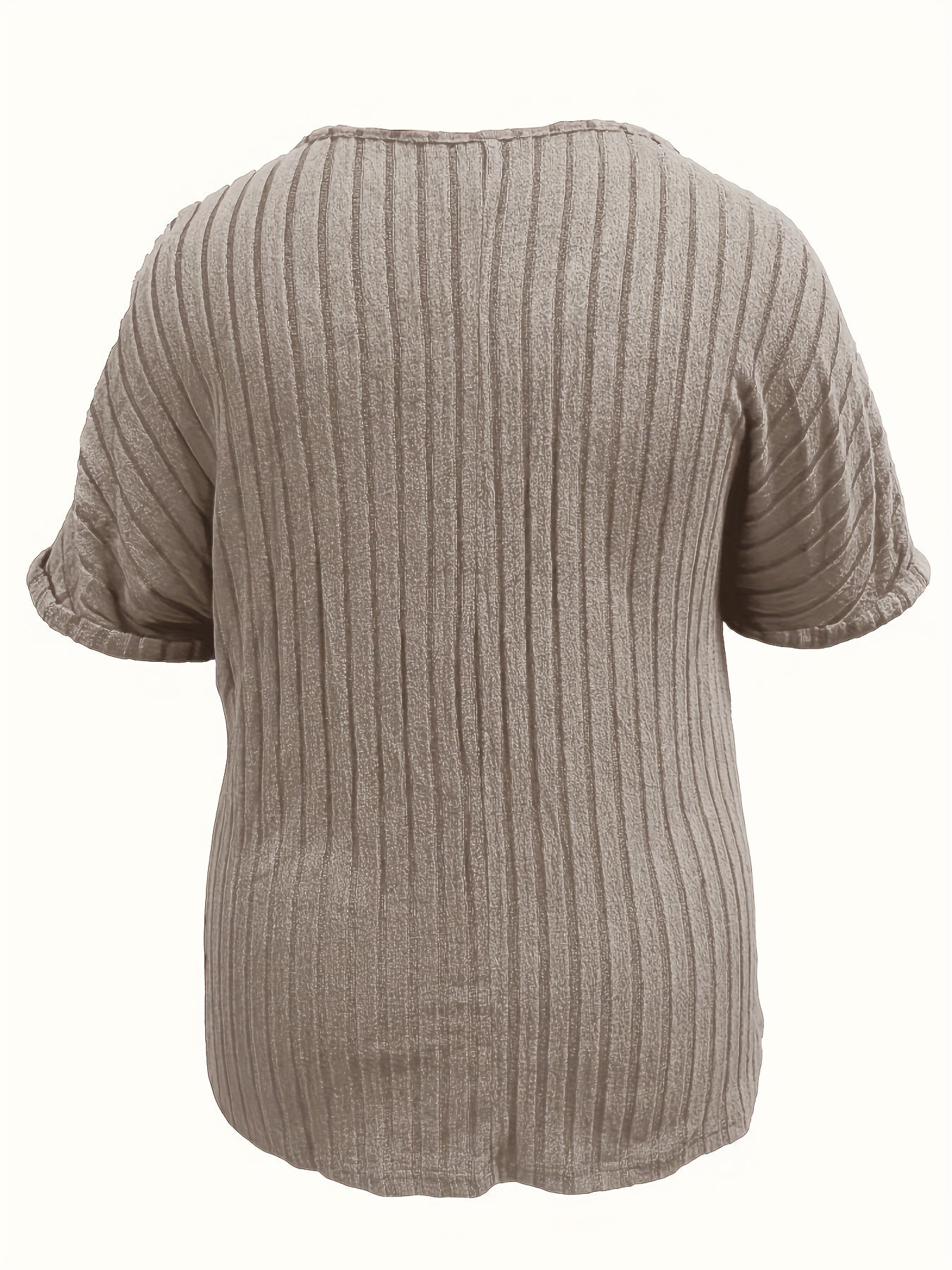 Women's Maroon Ribbed T-Shirt with Zip Pocket Casual Loose Fit Polyester Spandex Plus Size