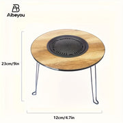 Multifunctional Camping Picnic Barbecue Table with Grill Heating Stove Indoor Outdoor