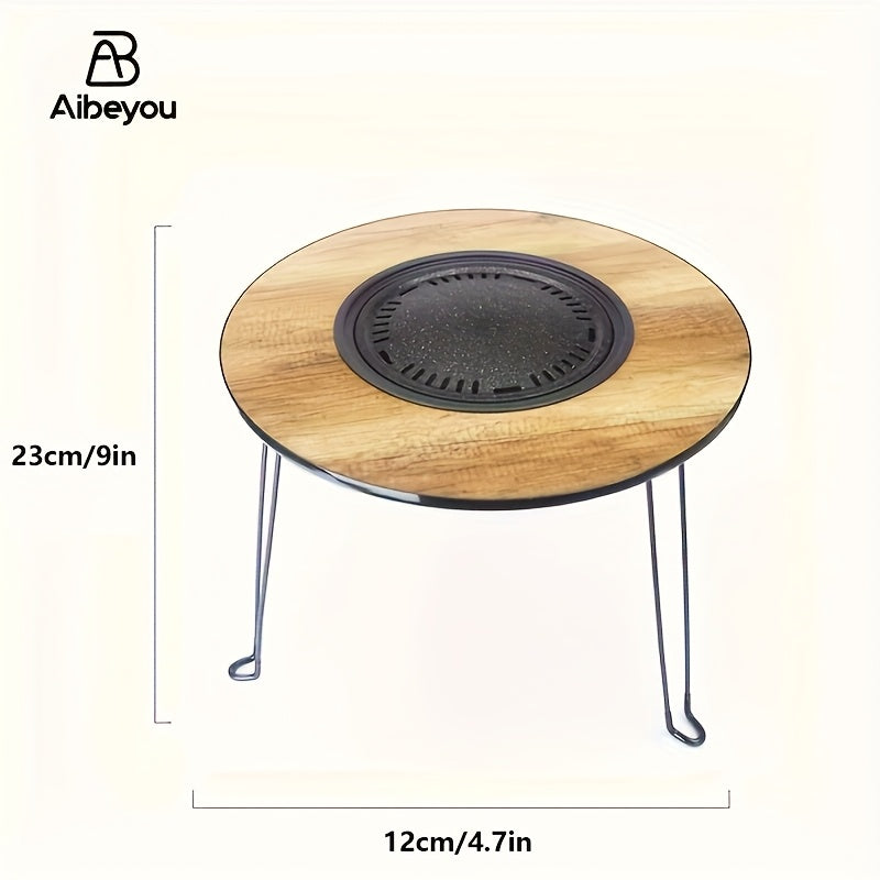 Multifunctional Camping Picnic Barbecue Table with Grill Heating Stove Indoor Outdoor