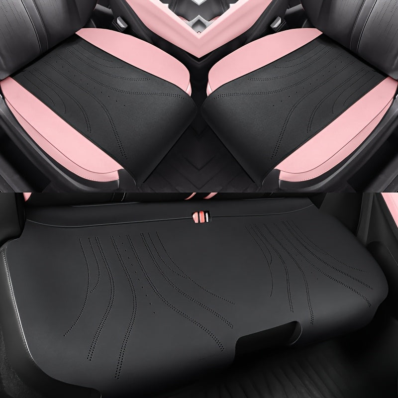 3Pc Synthetic Faux Leather Saddle Seat Cushions for Car All-Season Comfort