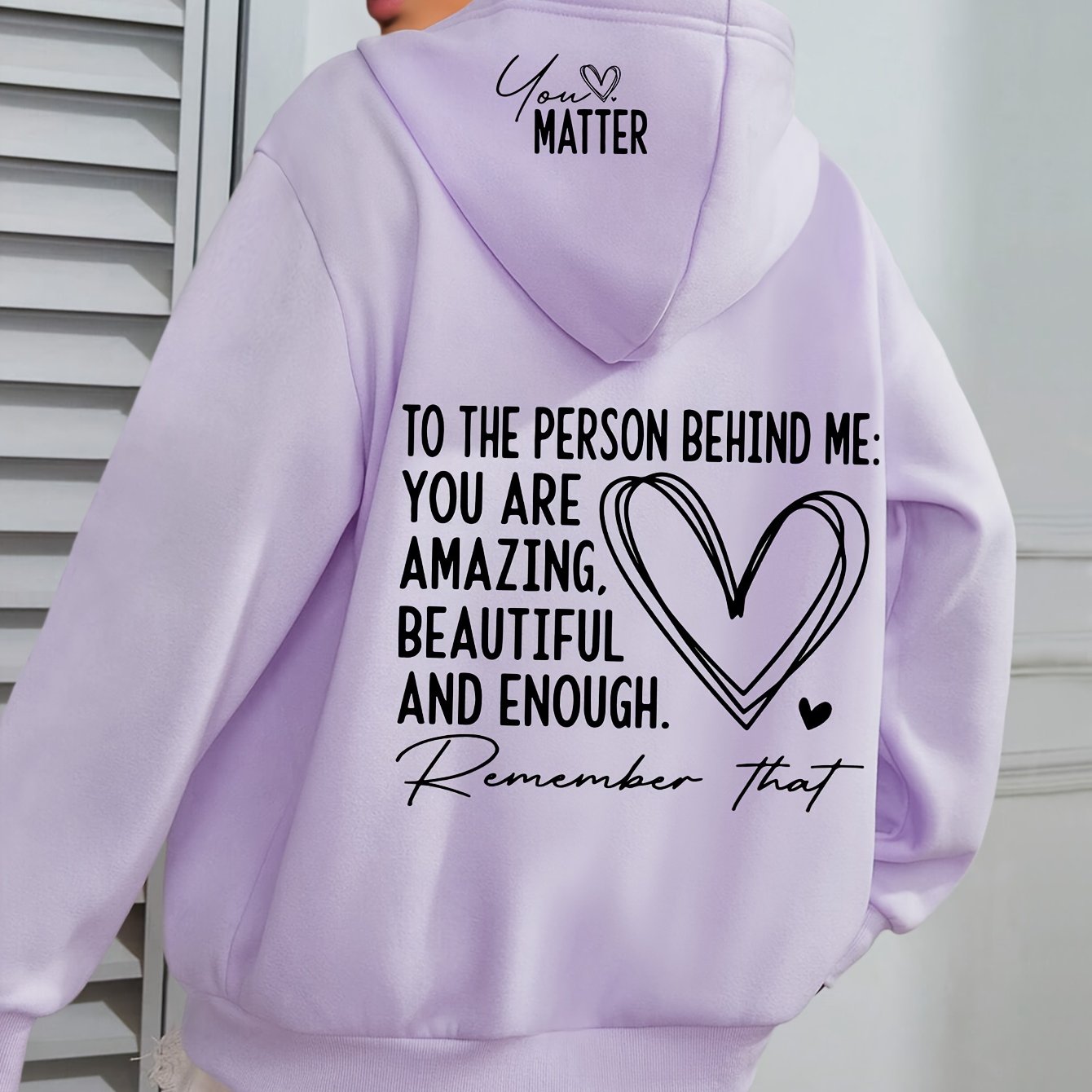 Women's Plus Size Cozy Hoodie with Uplifting Message White Casual Pullover
