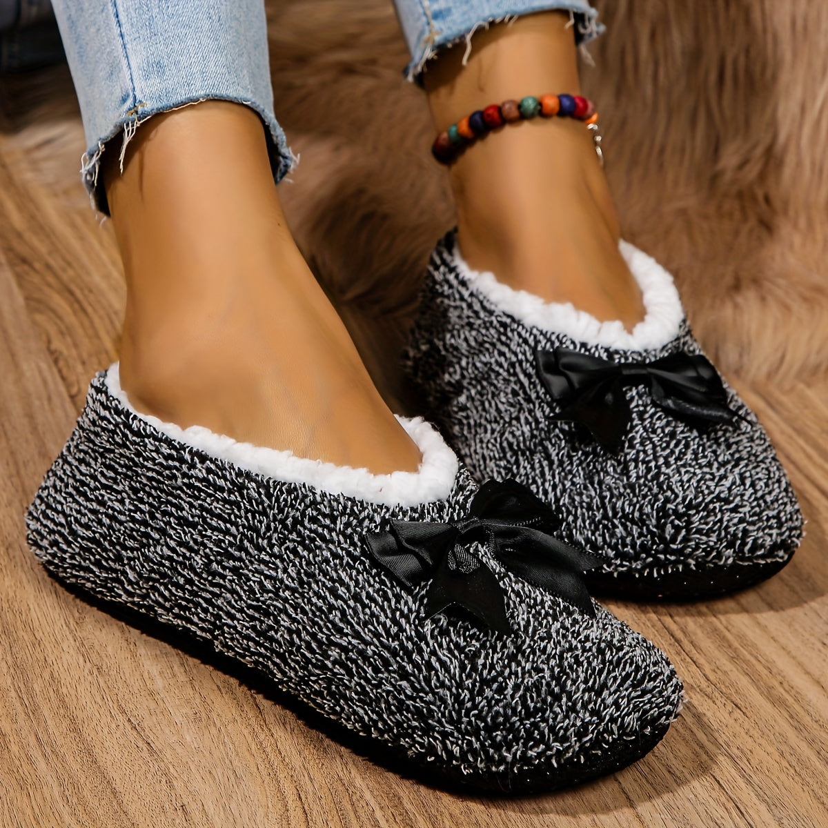 Women Cozy Slippers Fabric House Shoes Soft Plush Non-Slip Indoor
