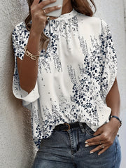 Блузка для полных женщин с бантиками и цветочным принтом, коричневая летняя топ