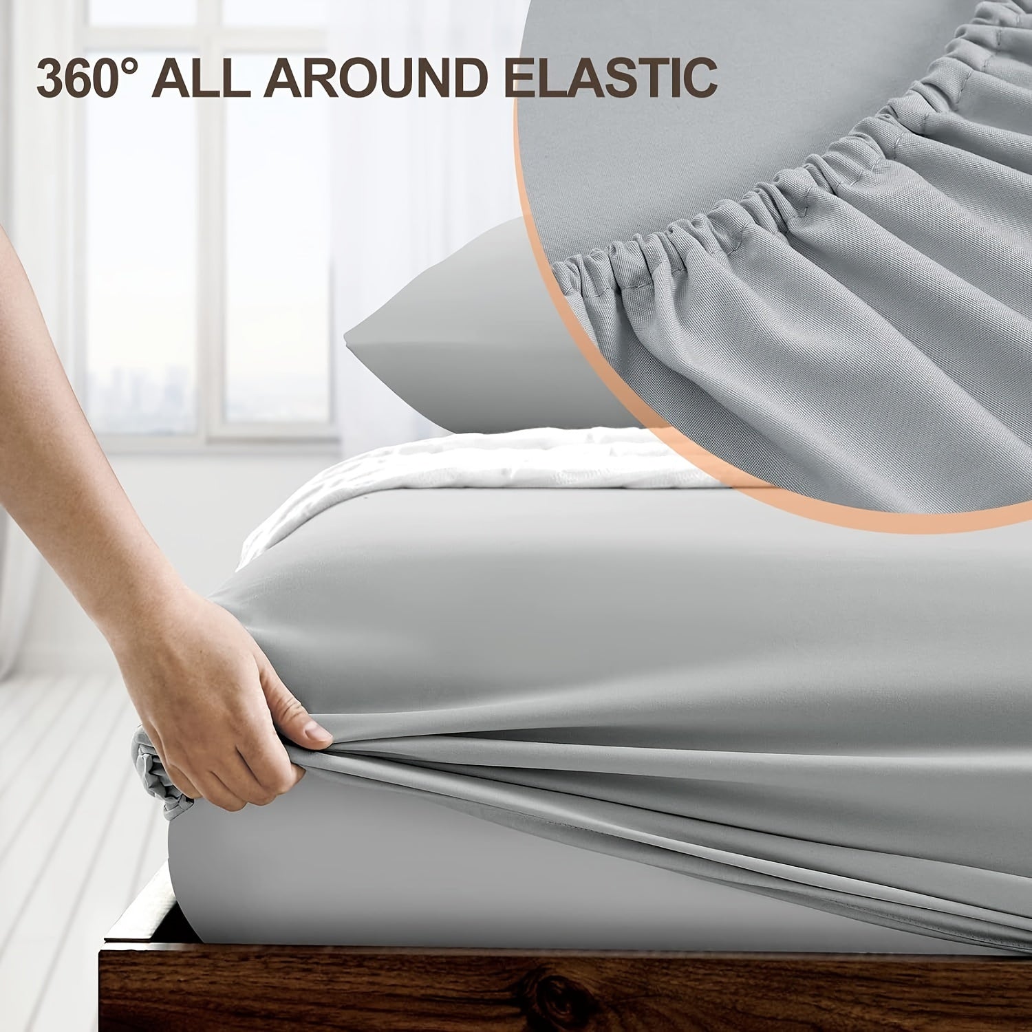 Microfiber Fitted Sheets Solid Color Wrinkle-Resistant Deep Pockets 25.4-30.48 cm