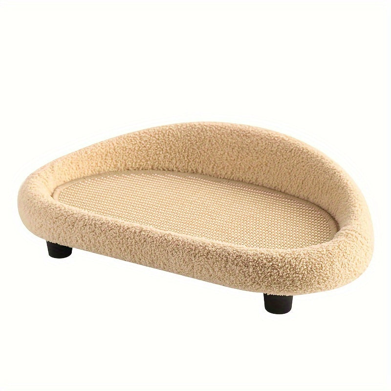 Cat Sofa Bed with Scratching Pad Faux Hemp Durable Resting Area for Cats