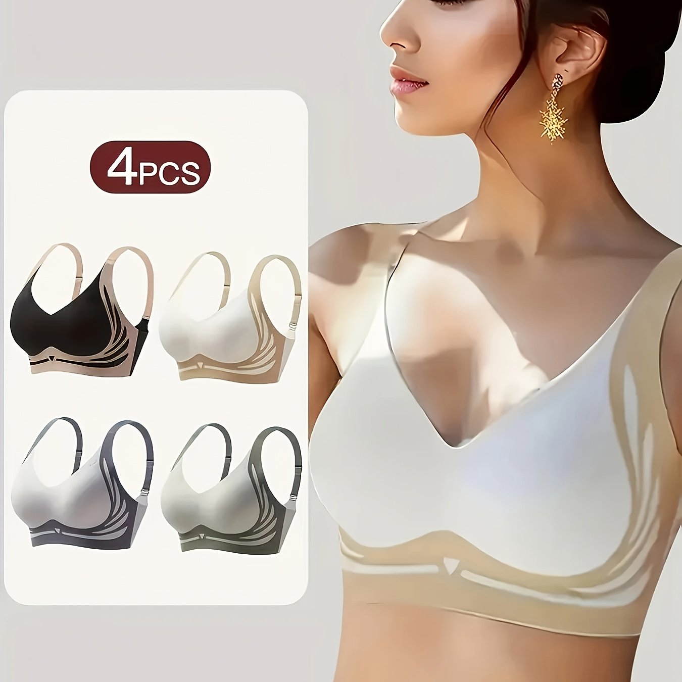 Women Seamless Sports Bras Plus Size High Support Non-Padded Black White Grey Navy