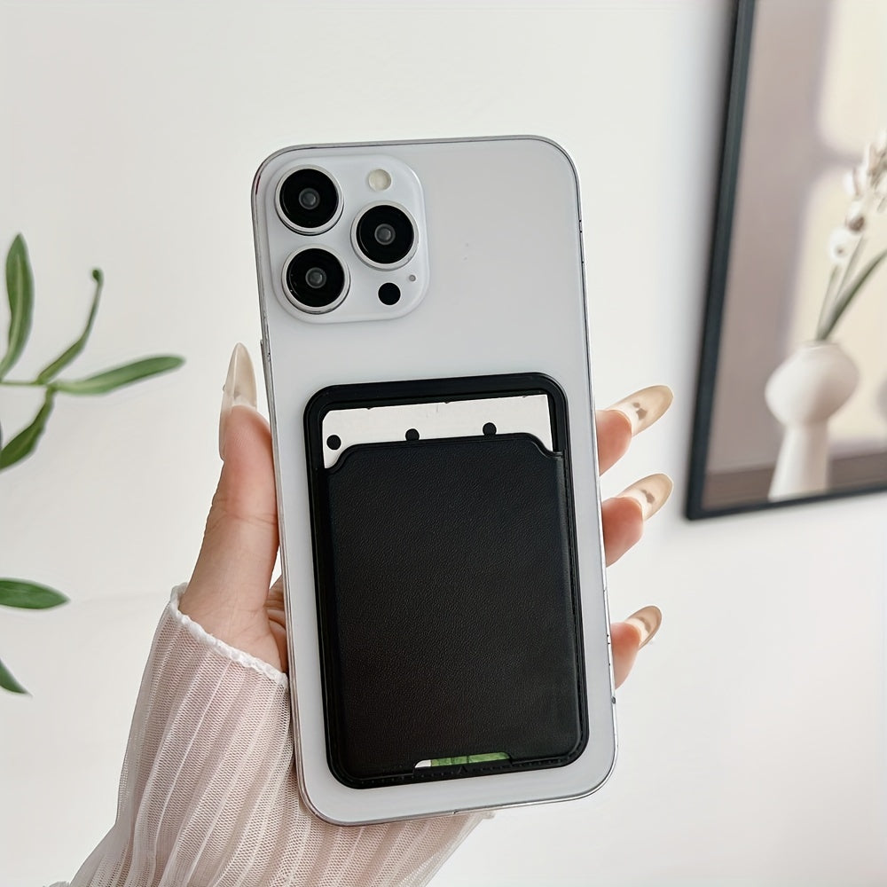 Smartphone Card Holder Self-Adhesive Solid Color Business Card Bag for DIY Customization