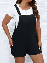 Women's Sleeveless Square Neck Jumpsuit with Pockets, Stretchy Loose Fit