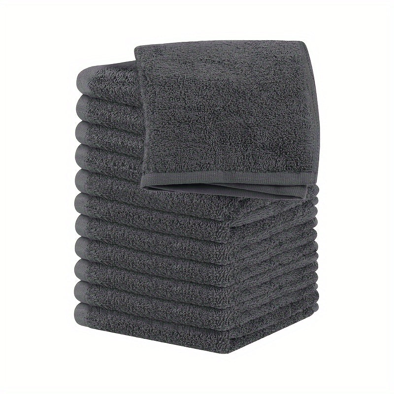 12-Piece White Cotton Washcloths Set Lightweight and Absorbent for Bathroom