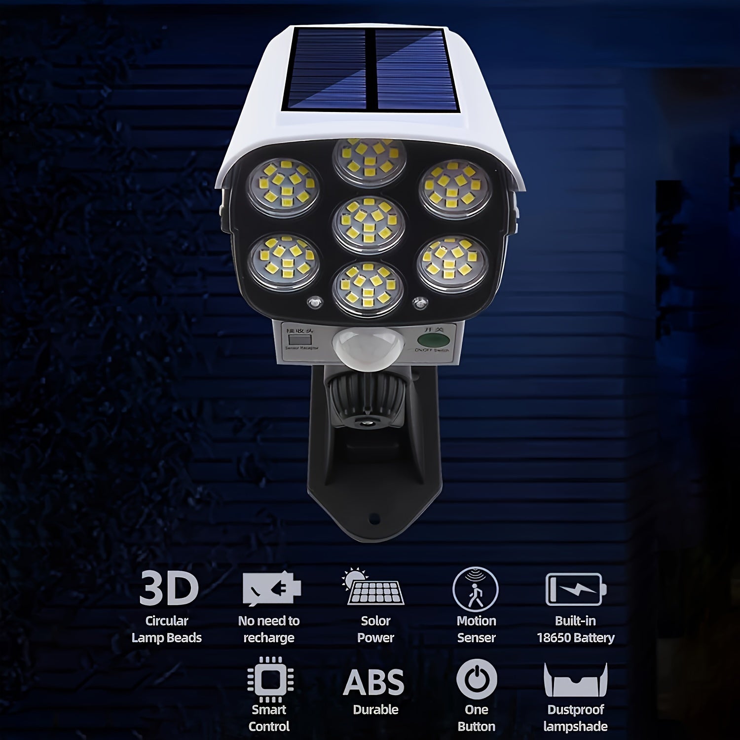 Luz solar de jardín con 77 LEDs, sensor de movimiento, 3 modos, luz de inundación exterior