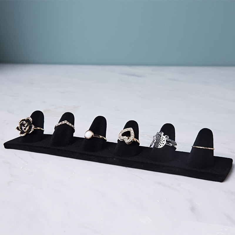 Бархатная подставка для украшений с 6 отделениями для колец, часов и аксессуаров