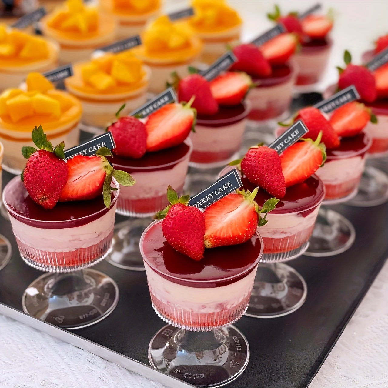 25 Clear Disposable Plastic Martini Glasses Tall for Cocktails Desserts and Parties