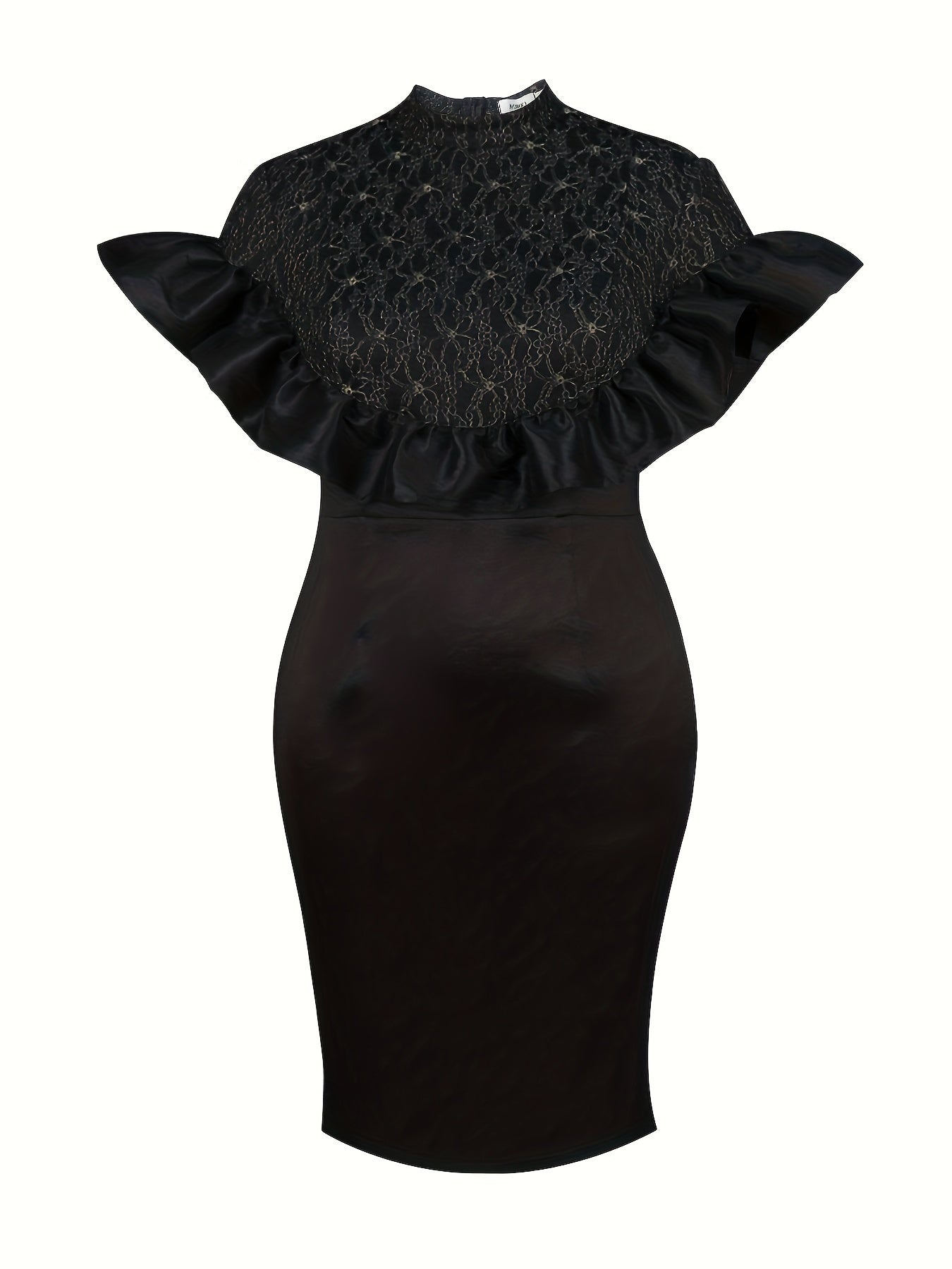 Women's Plus Size Lace Trim Short Sleeve Wedding Dress Polyester Fitted A-Line