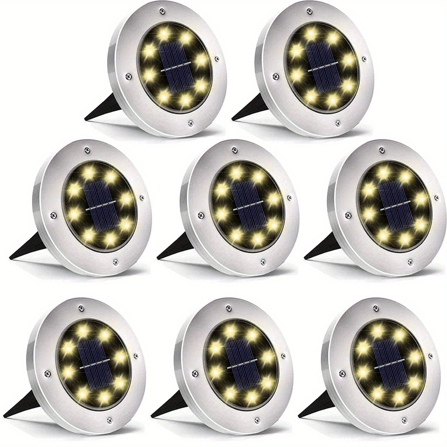 Pack of 4/8/12 Solar Outdoor Ground Lights with 8 LED Pathway Garden Yard Lighting