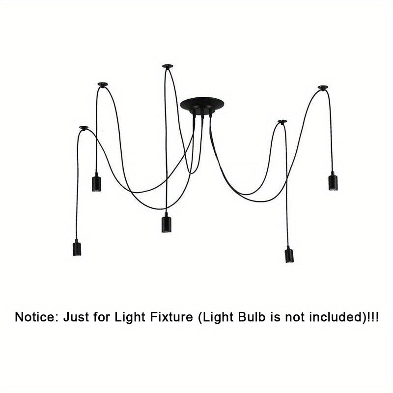 Sanoat uslubidagi ovqatlanish chandeli, sozlanadigan DIY yoritish va bir nechta boshlar bilan. Antik klassik shiftga osilgan o'rgimchak lampasi.