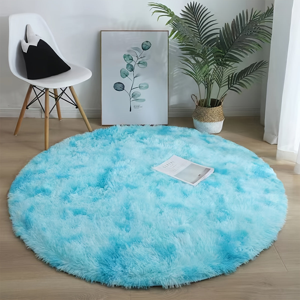 Soft Plush Round Area Rug Non-Slip Backing Machine Washable Indoor Decor