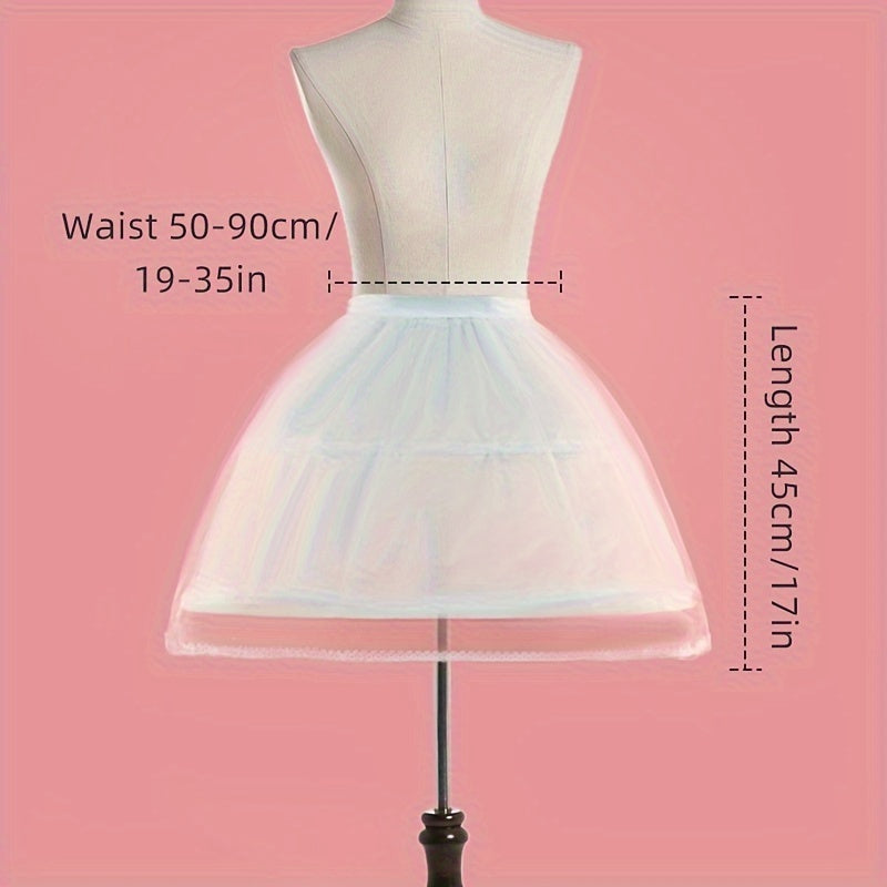 Tulle Petticoat with Steel Frame Floral Lace Two-Tier Hoop for Weddings