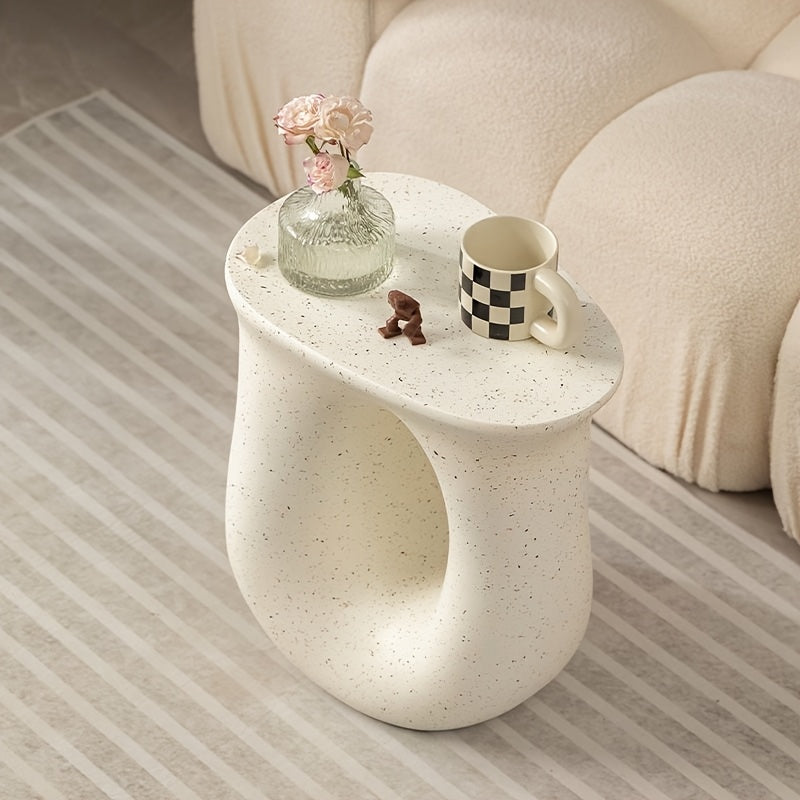 Minimalist French Cream Bedside Table with Elegant Edges for Bedroom or Living Room