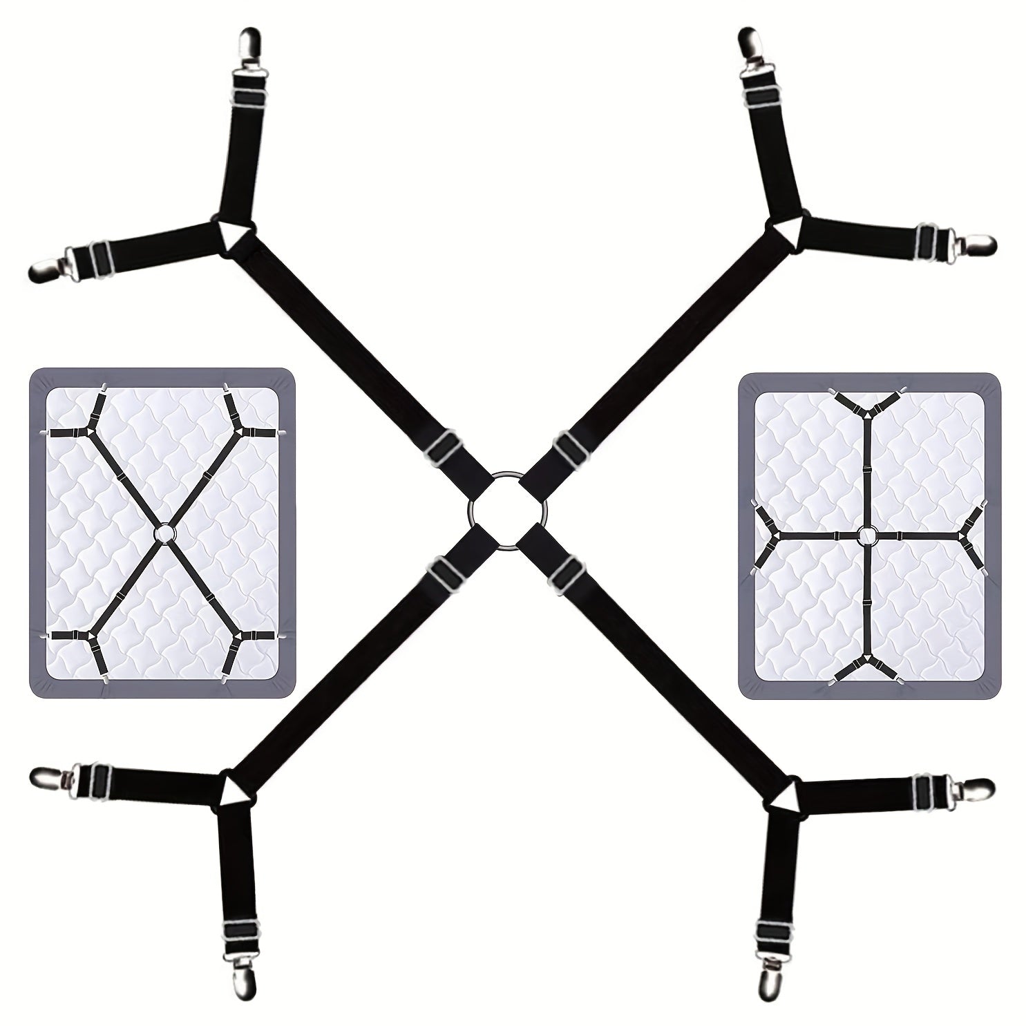 Household Bed Sheet Fixers With 8 Clips Adjustable Elastic Clips for Sofa and Tablecloths