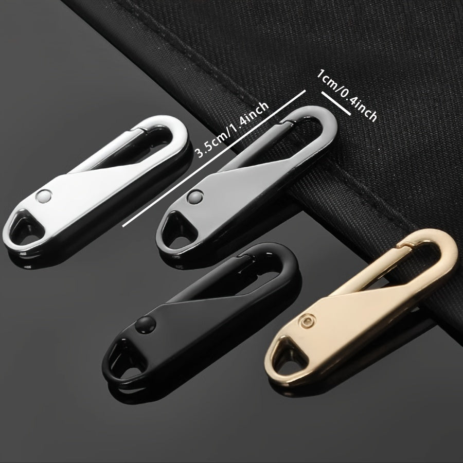 4 черных заменителей бегунков для молний для дорожных сумок, одежды и рукоделия. Легко устанавливаются, с съемными головками.