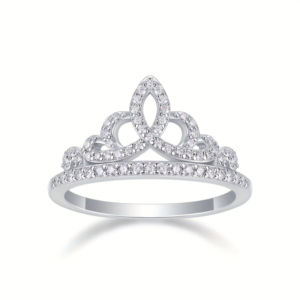 Sterling Silver Moissanite Crown Ring for Engagement Wedding Anniversary