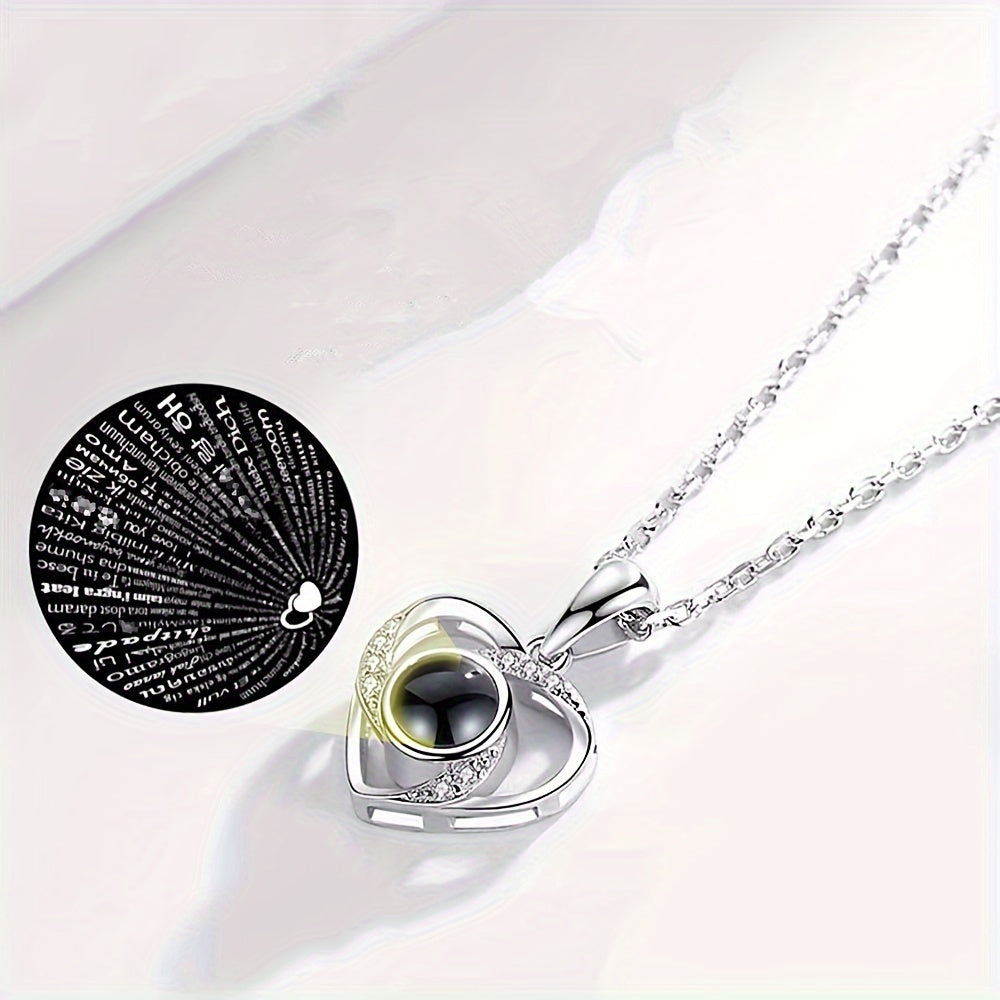 Heart Pendant Necklace Set with Red Rose for Valentine's Day and Gift