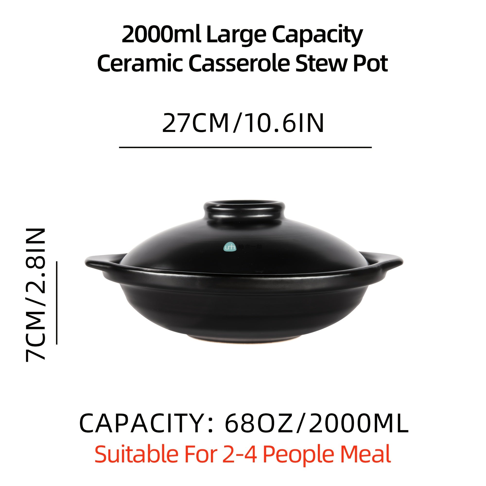 Ceramic Stew Pot Casserole Dish with Lid, Clay Earthen Cookware for Soup and Hot Pot