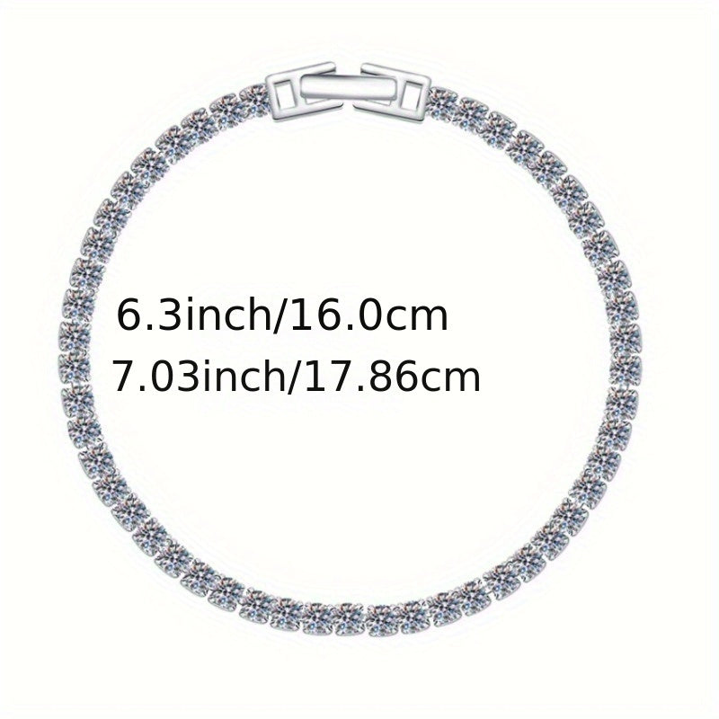 Sterling Silver Tennis Bracelet with Moissanite Gems Round D-Color VVS1 for Women Men Gift