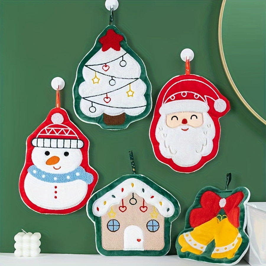 Christmas Themed Quick-Dry Hand Towel Thick Breathable Festive Design