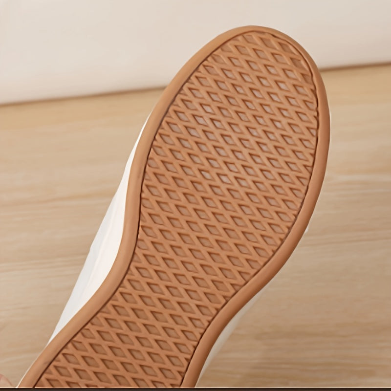 Women’s Zipper Sneakers White Brown Two-Tone Casual Shoes