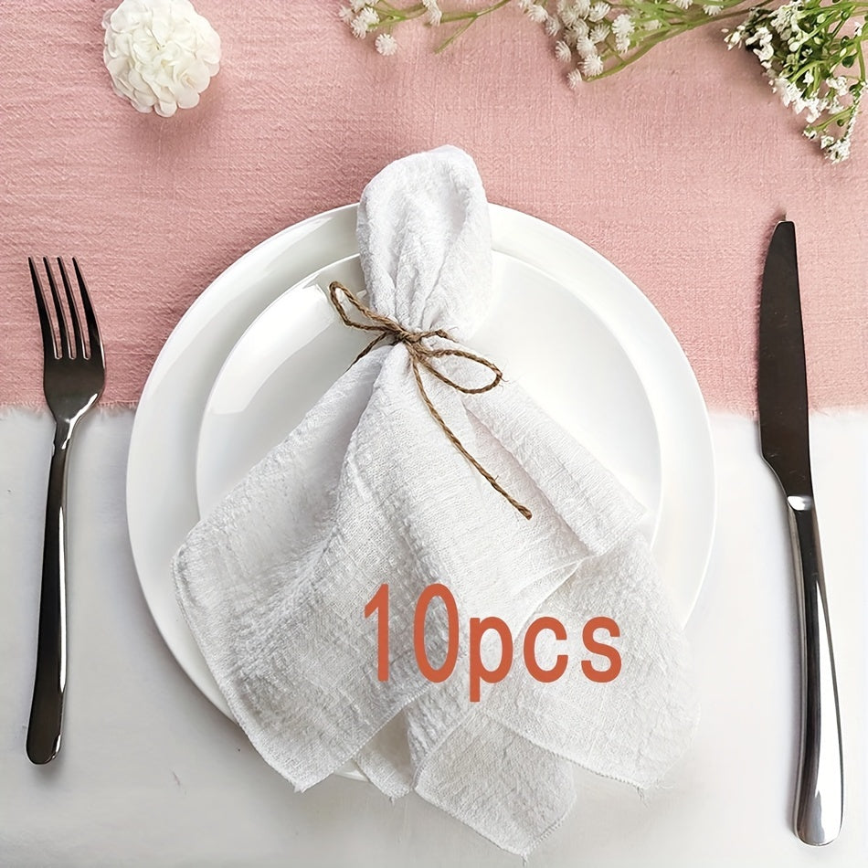 Set of 10 Solid Color Woven Rectangular Table Napkins 40x40cm for Weddings and Dining