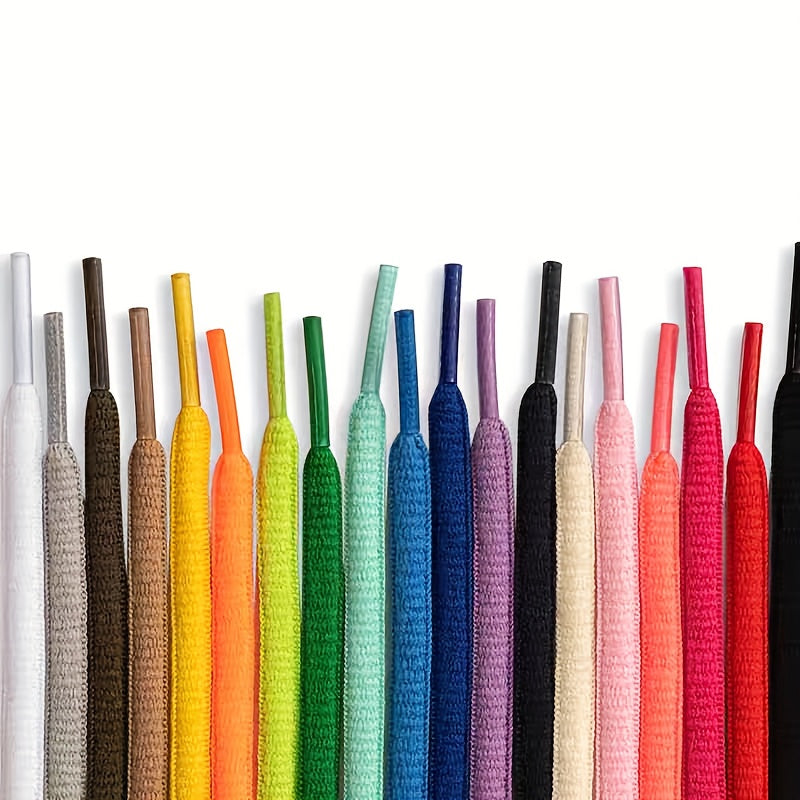 Unisex Polyester-Spandex Oval Shoelaces Solid Color Rainbow Accents