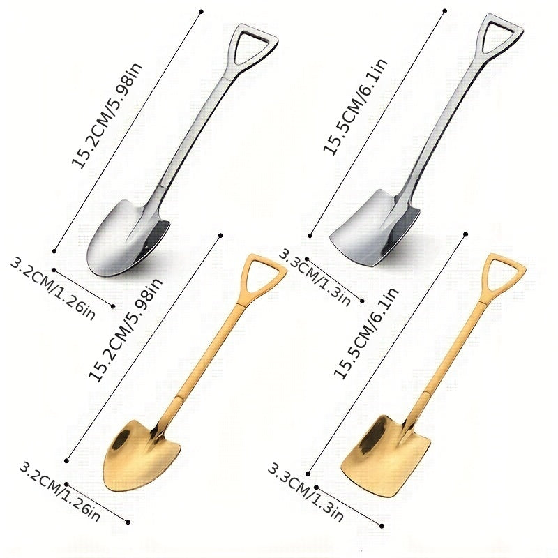 Set of 4 or 8 Stainless Steel Coffee Scoops Shovel Shape for Tea Ice Cream Kitchen
