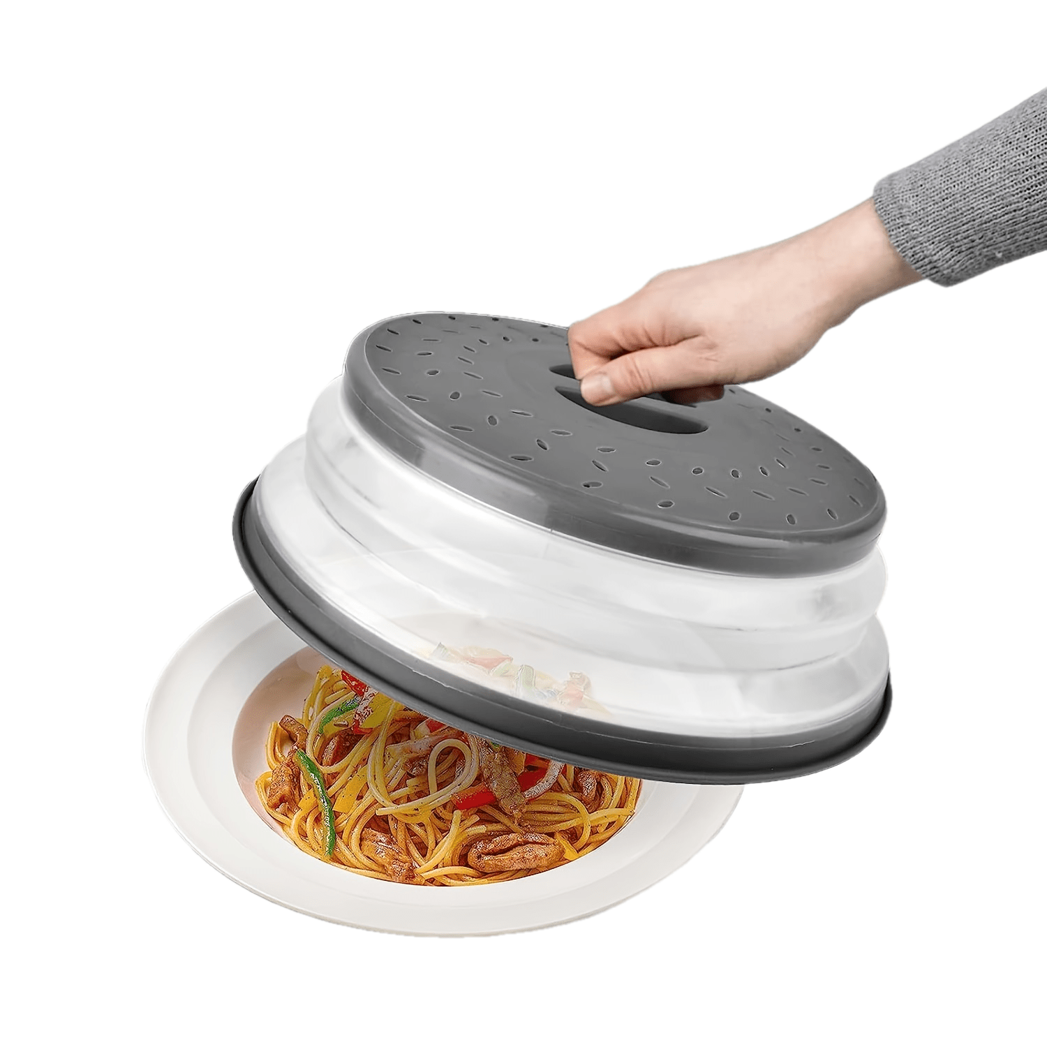 Yopilishi mumkin bo'lgan mikroto'lqinli pech uchun 26.67 sm ventilyatsiya qilingan yopqich bilan xavfsiz pishirish uchun Splatter Guard