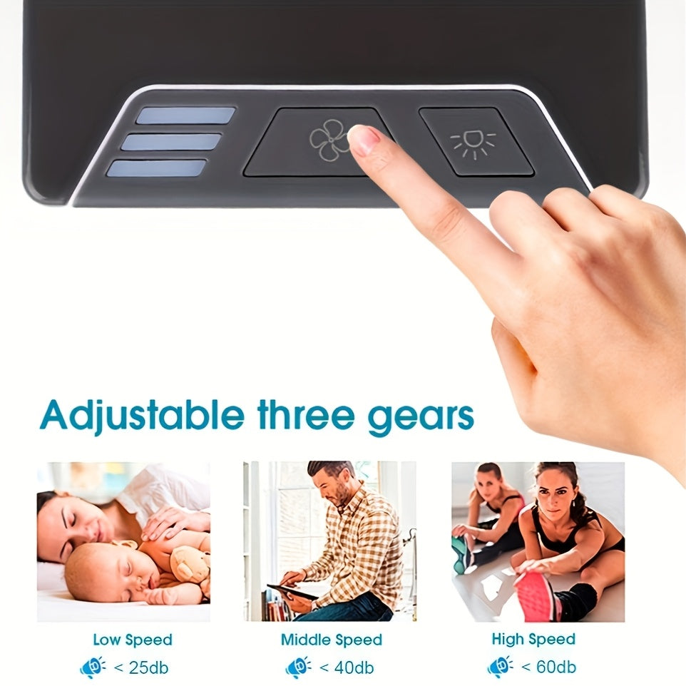 3-in-1 mini portativ konditsioner shamol, tozalovchi va namlantiruvchi sifatida ishlaydi. USB ulanish, 7 ta rang va 3 ta tezlikni o'z ichiga oladi. Turli ichki va transport vositalarining sovutish ehtiyojlari uchun ideal.