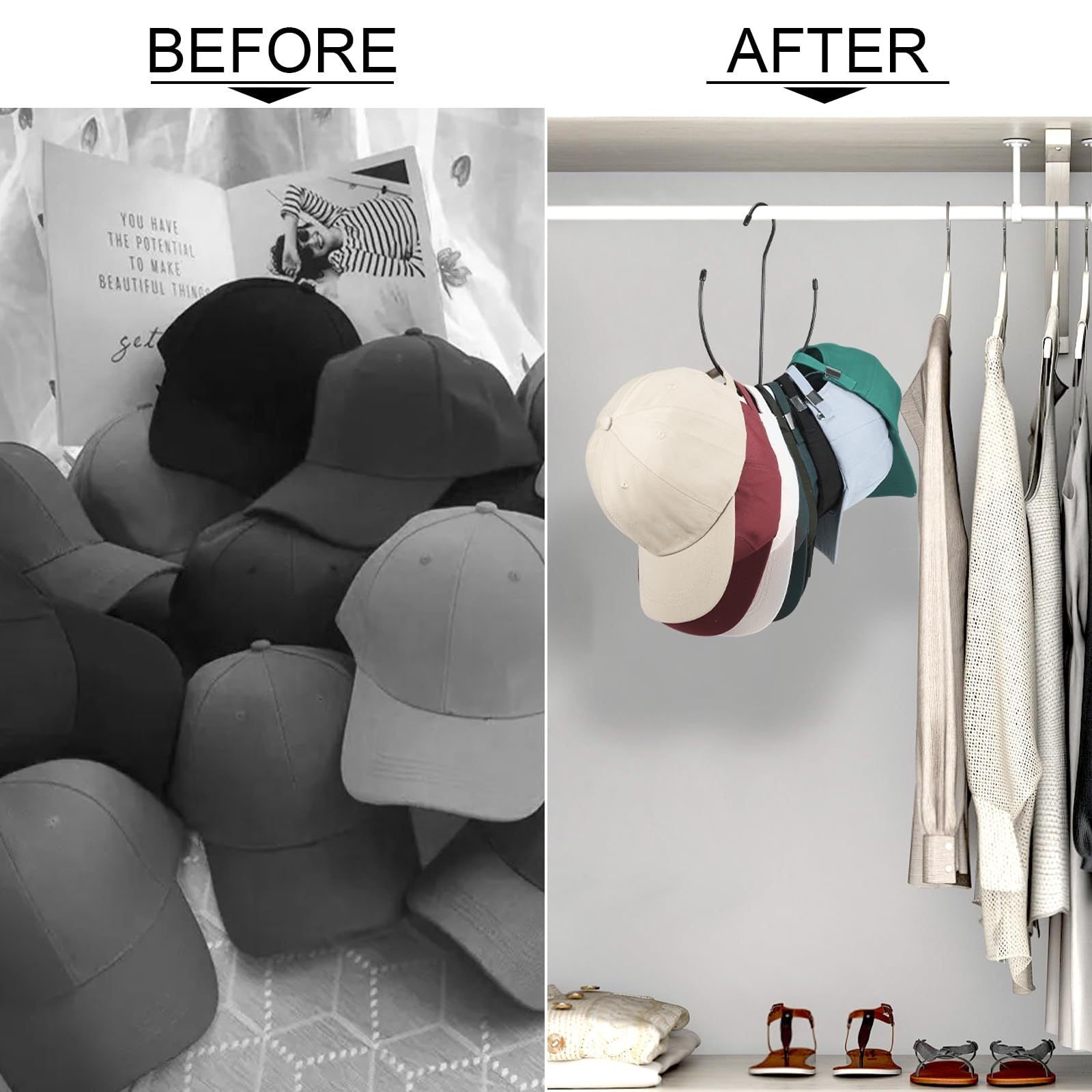 3-to'plam qora metall shlyapa osgurish uchun sharf, kamar, poyabzal va boshqalar