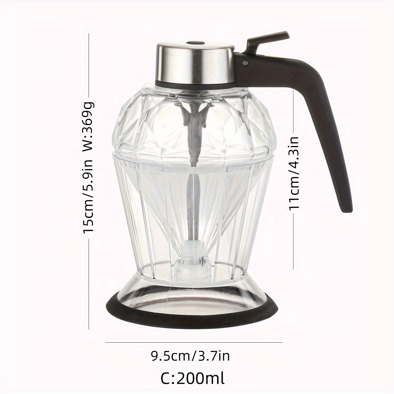 Glass Dispenser with Stand for Honey Syrup and Oil Kitchen or Coffee Bar
