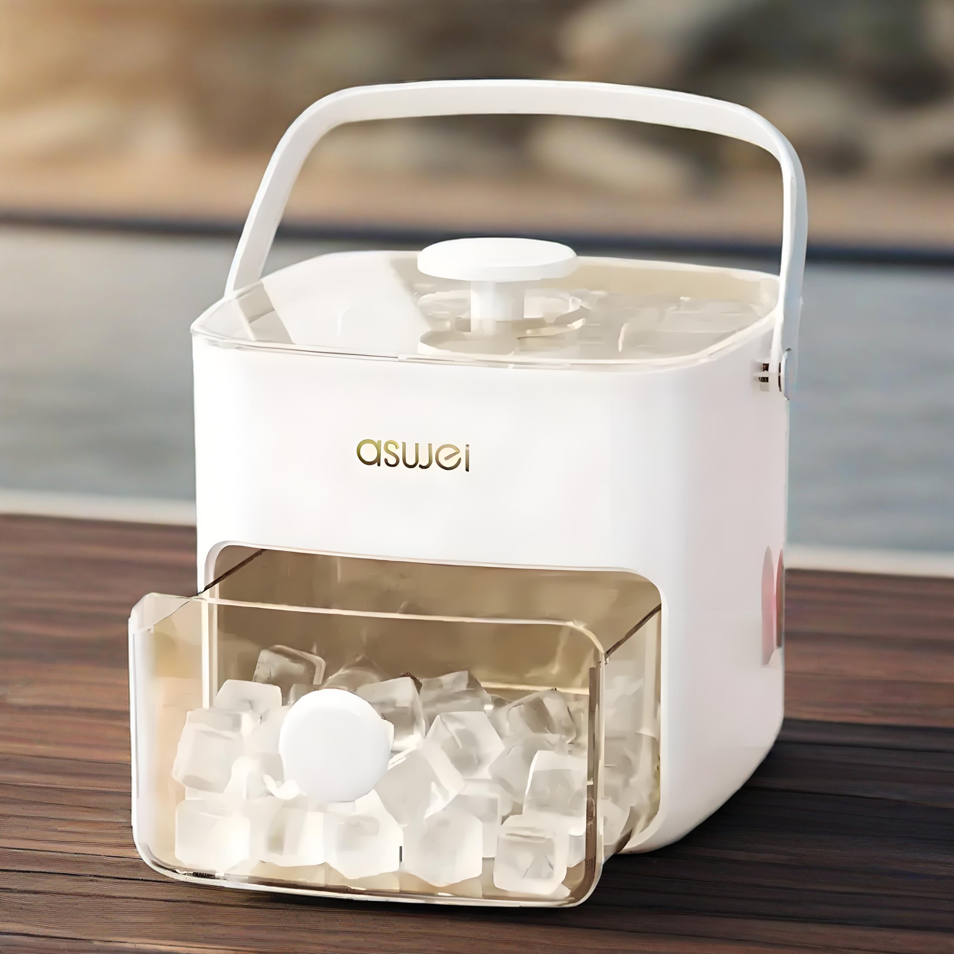Portable Ice Maker Countertop Compact with Easy-Press Lid 24H 22.68KG Square Ice Cubes