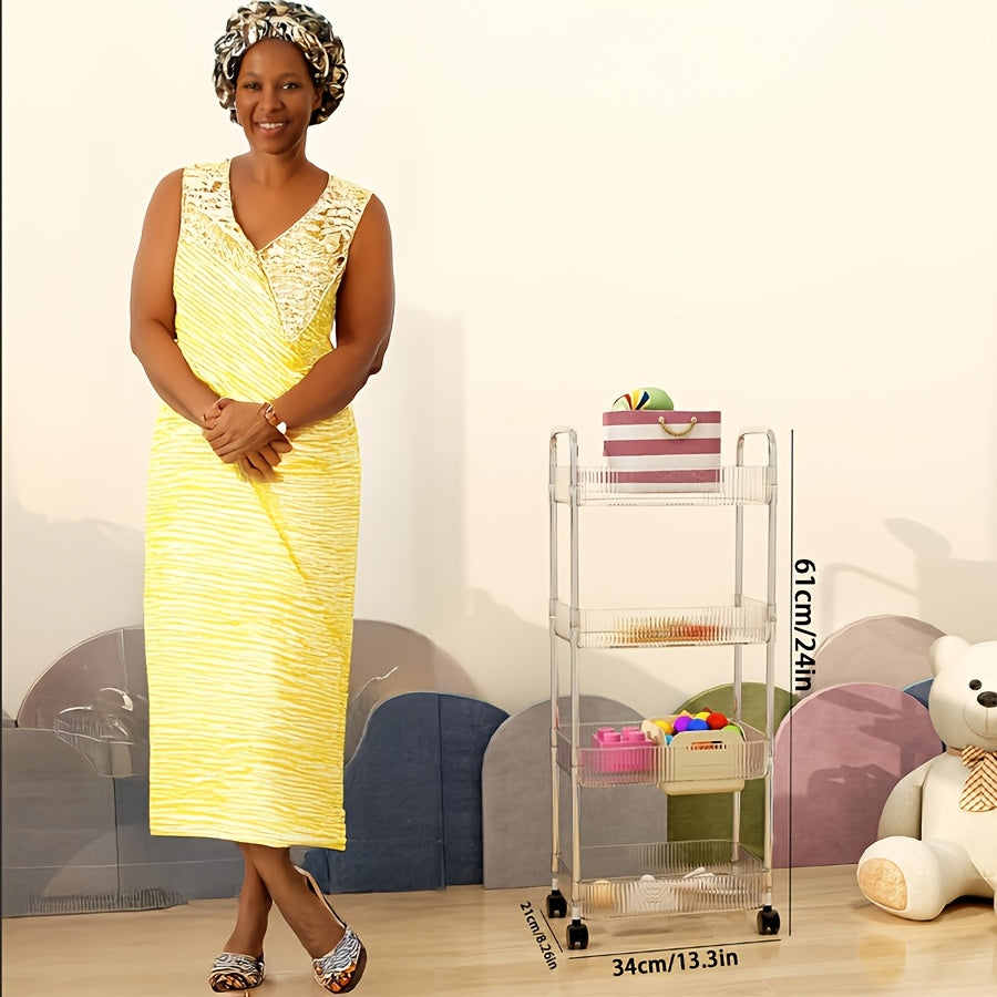 Акриловая тележка для хранения с 2/4 ярусами для кухни, ванной, кладовой, организатор