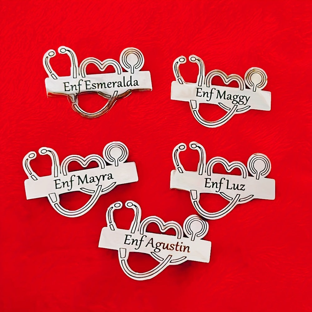 Personalized Stainless Steel Men's Brooch Engraved Name Logo Gift for Fathers Day