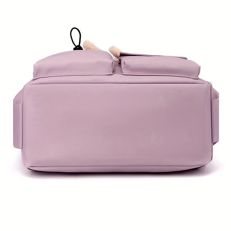 Korean Style Backpack for Girls Lightweight Nylon Zipper Closure Adjustable Strap Black