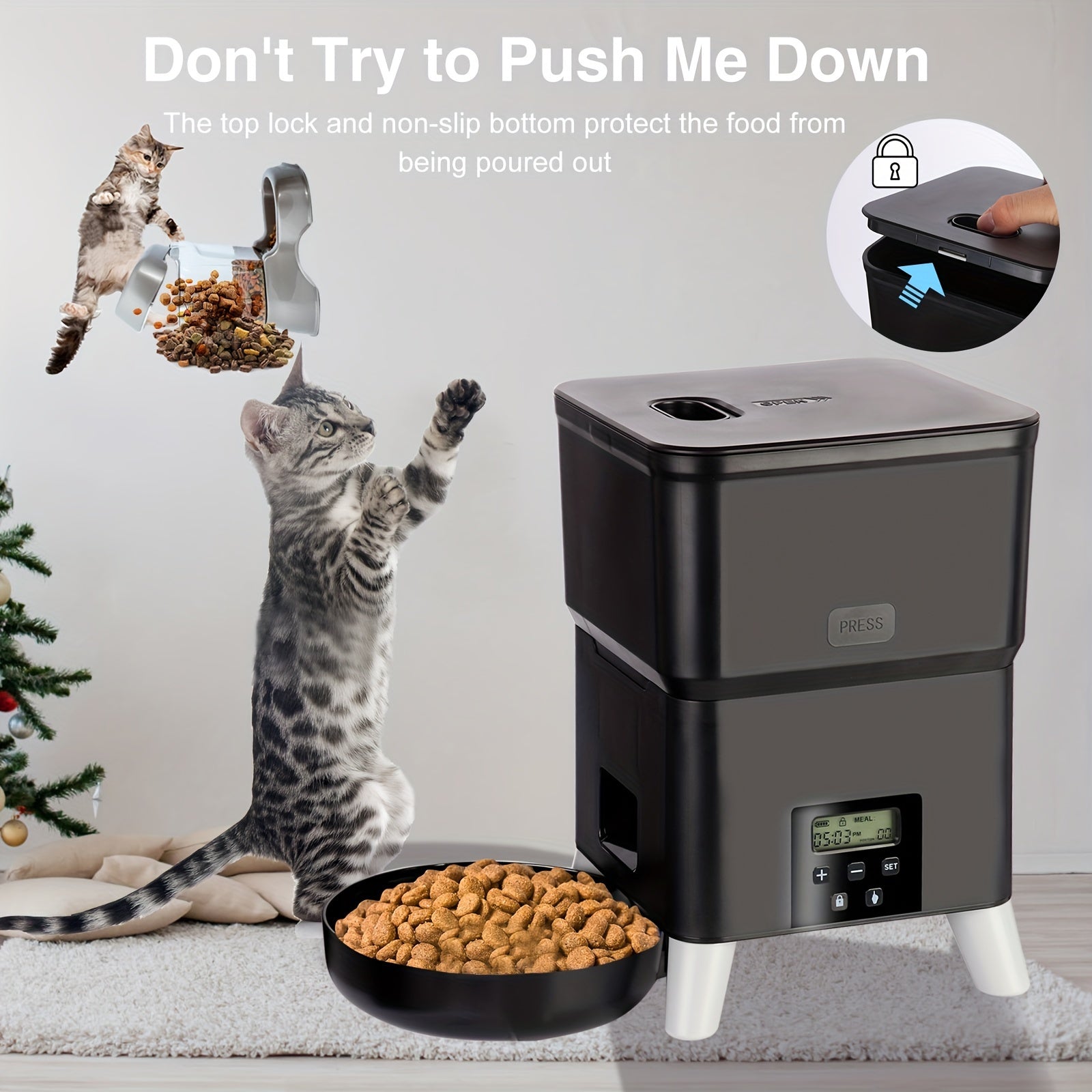 3L Automatic Pet Feeder with Timer for Cats and Dogs USB and Battery Powered