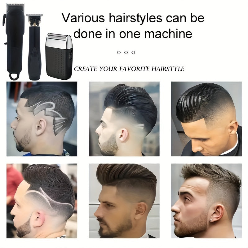 Набор триммера для волос и бритвы для мужчин, беспроводной аккумуляторный барбер-клиппер