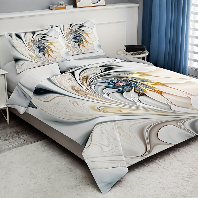 Marble Print Bedding Set 3 Piece Duvet Cover and Pillowcases Soft Comfort for Bedroom or Guest Room
