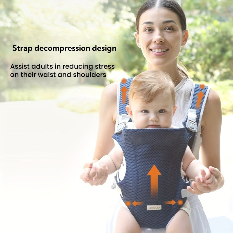 All-Season Baby Waist Stool Carrier for Kids in Deep Gray Red Navy